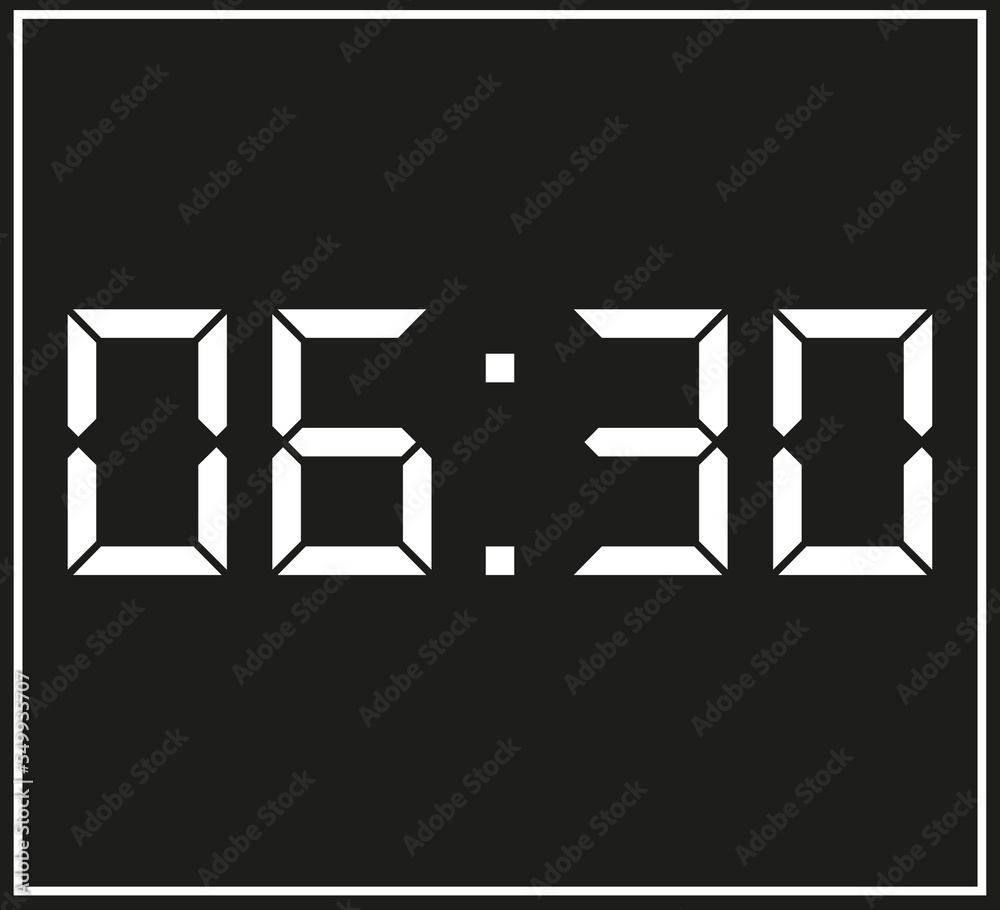 06/30 06:30 Electronic Time Clock With Red Illumination On Black  main image 3