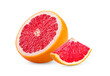 Ripe half of pink grapefruit citrus fruit  isolated on transparent png