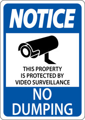 Wall Mural - Notice No Dumping, Property Protected by Video Surveillance Sign