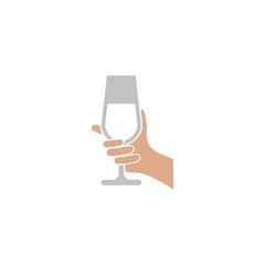 Sticker - Two Hands cheering with glasses of champagne icon isolated on white background