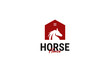 Flat horse house logo design vector template illustration