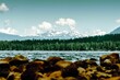 Beautiful shot of the Tahoe lake during a springtime with a background of a forest