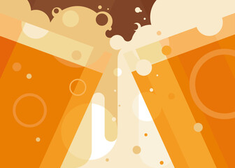 Wall Mural - banner with two mugs of beer. placard design in abstract style.