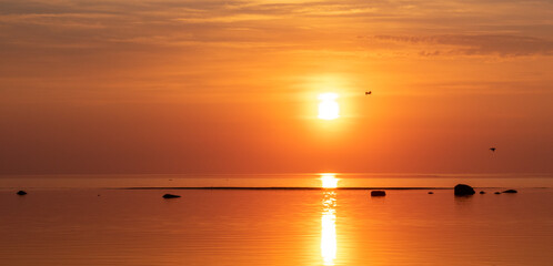 Poster - Beautiful sunset at seaside.