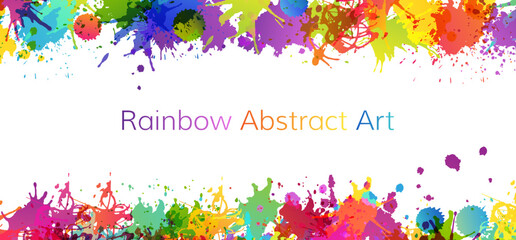Wall Mural - rainbow abstract creative banner from paint splashes.