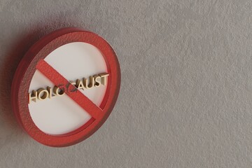 Aufkleber - Beautiful abstract illustration Holocaust Forbidden, prohibiting sign, prohibition, warning symbol icon on a grey background. 3d rendering illustration. Background pattern for design....