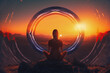 Sound healing therapy and yoga meditation , uses aspects of music to improve health and well being.  generative ai   