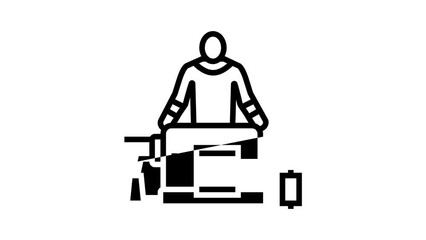 Wall Mural - sewing alteration specialist line icon animation