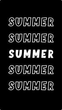 Text with the word summer in white on black background