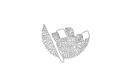 Poster - animated self drawing of continuous line draw icon. racing sign. checkered racing flag. black and wh