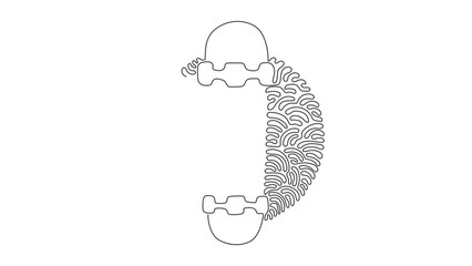 Poster - Animated self drawing of continuous line draw skateboard, back side. Empty plywood skateboard for freestyle skill. Clear deck for street sport. Swirl curl circle style. Full length one line animation