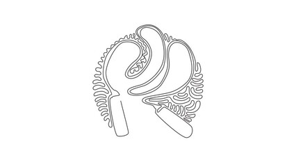 Poster - Animated self drawing of continuous line draw jump rope or skipping rope. Sports, fitness, cardio, martial art, boxing accessories. Swirl curl circle background style. Full length one line animation