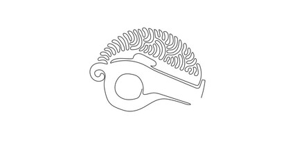 Poster - Self drawing animation of single line draw whistle referee. Coach gym whistle. Sports sign play game, coach or trainer equipment. Swirl curl circle style. Continuous line draw. Full length animated