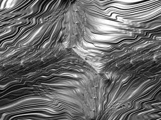 Poster - Abstract Damascus steel curves, silver parametric curved lines and shapes