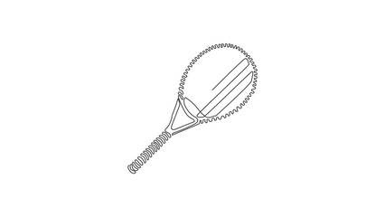 Poster - animated self drawing of continuous line draw tennis racket, tennis gear for game. tennis sport. ten