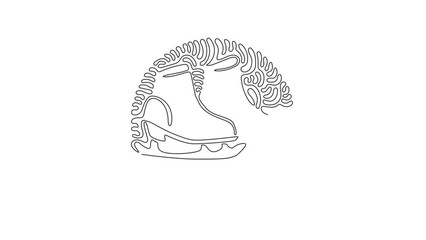 Poster - Animated self drawing of continuous line draw pair of figure skates. White women Ice skates. Ice skating outdoor winter activities with family. Swirl curl circle style. Full length one line animation