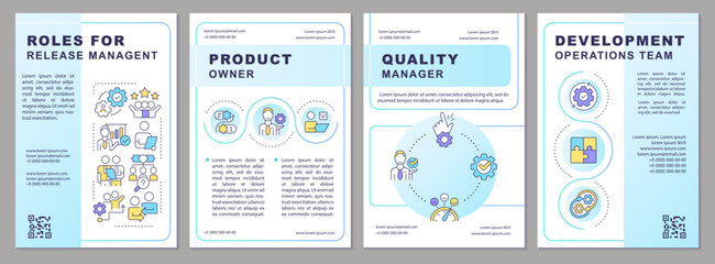 roles for release team work brochure template. software delivery. leaflet design with linear icons. 