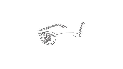 Poster - Animated self drawing of single continuous line draw Black Eyeglasses. Modern fashionable spectacles. Hipster glasses. Black fashion reading glasses. Swirl curl style. Full length one line animation