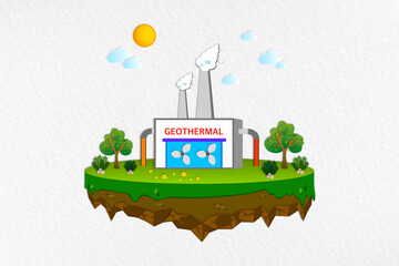 Geothermal technology industrial, Renewable energy resource, Environmentally sustainability, Air island of ecology, Energy green power form natural, Conservation and Eco friendly, Save the planet day.