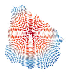 Poster - uruguay dotted map. digital style shape of uruguay. tech icon of the country with gradiented dots. r