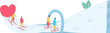 © Dai Yim - Romantic adults couple play ski in winter season. Character design of people. Illustration in flat style.