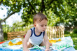 © Vadim - Baby boy in the park. Little happy boy at the picnic. Childhood spent in nature