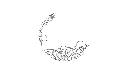 Poster - Self drawing animation of single line draw cheese simple gradient logo with holes realistic triangle form. Appetizer for breakfast. Swirl curl circle style. Continuous line draw. Full length animated