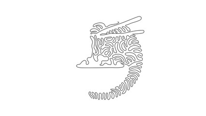 Poster - Self drawing animation of continuous line draw noodle in bowl. Asian ramen, traditional Chinese restaurant with pasta and chopsticks. Swirl curl circle background style. Full length one line animation