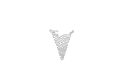 Poster - Animated self drawing of single continuous line draw delicious ice creams in crispy cone waffles. Tasty sweet ice-cream. Cold summer desserts. Swirl curl style. Full length one line animation