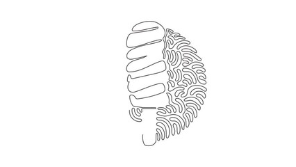 Poster - Animated self drawing of continuous one line draw tasty popsicle twisted ice cream. Stick lolly ice-cream. Cold summer desserts. Swirl curl circle background style. Full length single line animation