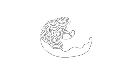 Poster - Animated self drawing of continuous one line draw chocolate glazed ring donut. Sweet doughnut. Appetizing fresh food for breakfast or lunch. Swirl curl style. Full length single line animation