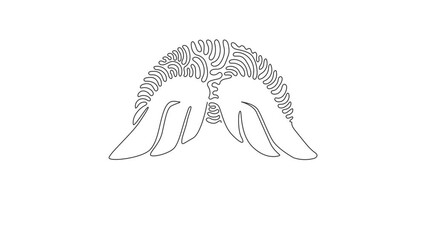 Poster - Animated self drawing of single continuous line draw cute angel wings holiday romantic decoration logo vector image. Swirl curl circle background style. Full length one line animation illustration