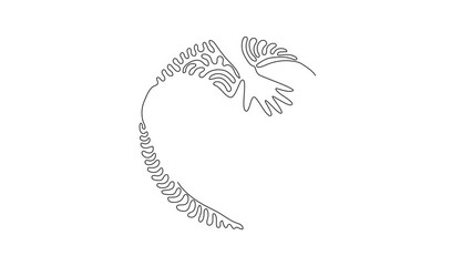 Poster - Animated self drawing of single continuous line draw hand touching heart, shape template. Hand touch heart for protect nature symbol. Swirl curl circle background style. Full length one line animation