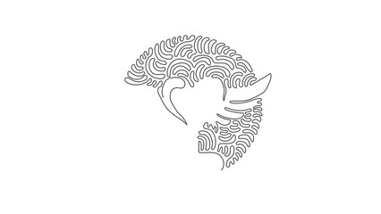 Poster - Self drawing animation of single one line draw heart with open wings holiday romantic decoration logo vector image. Swirl curl circle background style. Continuous line draw. Full length animated