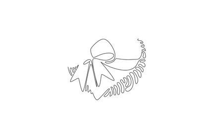Poster - animated self drawing of continuous line draw heart with ribbon. love emoji icon object symbol. grad