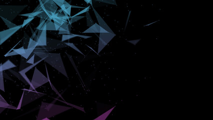 Poster - Abstract plexus blue and pink geometry background. Digital technology network connection concept. 3D rendered illustration.