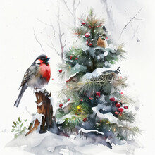 Christmas Tree With A Bird
