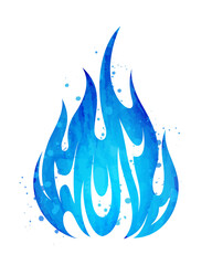 Wall Mural - watercolor painted blazing blue flame fire fireball illustration clipart