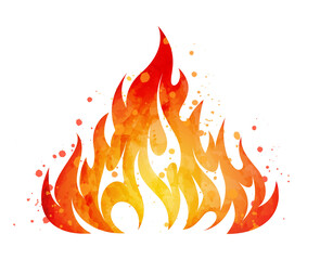 Wall Mural - watercolor painted blazing red flame fire fireball illustration clipart