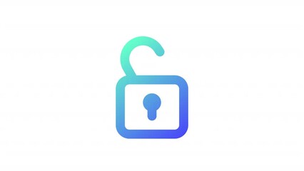 Poster - Animated opening gradient ui icon. Successful log in. Seamless loop HD video with alpha channel on transparent background. Line color user interface symbol motion graphic animation