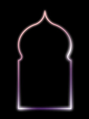 Wall Mural - Arabic window door shape  neon frames luxury line vector illustration