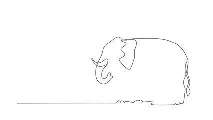 Poster - animated self drawing of continuous line draw african elephant. wild animal. big elephant company lo