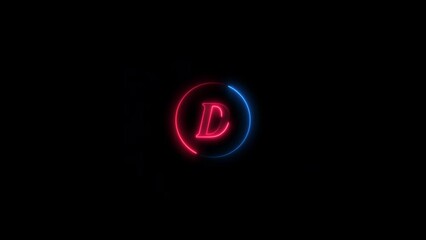 Poster - Neon D letter intro animated black background