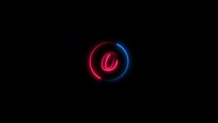 Poster - Neon O letter intro animated black background