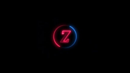 Canvas Print - Neon Z letter intro animated black background