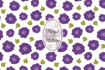 Wall Mural - Blooming flowers beautiful purple floral abstract vector seamless repeat pattern