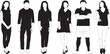 silhouette people black and white design vector isolated
