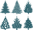 Christmas trees in flat style, isolated vector