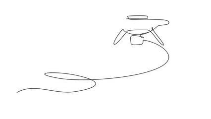 Poster - animated self drawing of continuous line draw remote control air drone. drone flying with action vid