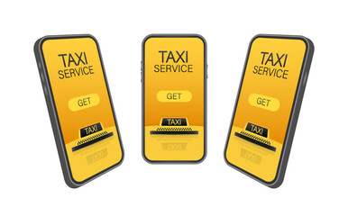 Leinwandbilder - Get a taxi. Taxi banner. Online mobile application order taxi service horizontal illustration. Vector stock illustration.
